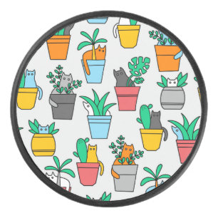 Katzen in den Blumentöpfen Eishockey Puck