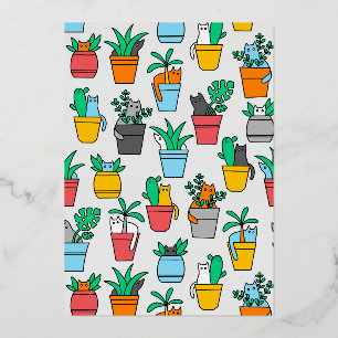 Katzen in den Blumentöpfen Folieneinladung