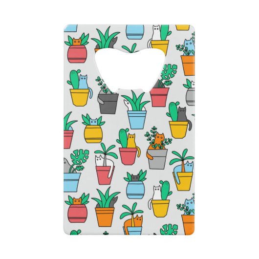 Katzen in den Blumentöpfen Geldbeutel Flaschenöffner (Vorderseite)