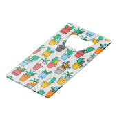 Katzen in den Blumentöpfen Geldbeutel Flaschenöffner (Rückseite Schrägansicht)