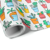 Katzen in den Blumentöpfen Geschenkpapier (Rolleneckpunkt)