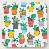 Katzen in den Blumentöpfen Getränkeuntersetzer (Vorderseite)