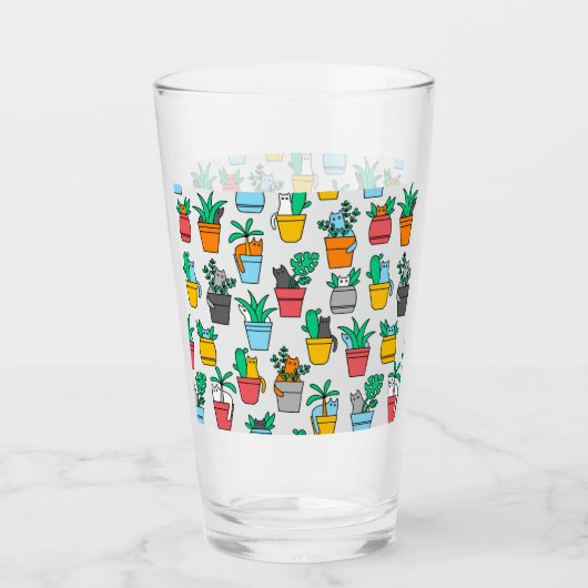 Katzen in den Blumentöpfen Glas (Vorderseite)