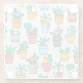 Katzen in den Blumentöpfen Glasuntersetzer (Rückseite)