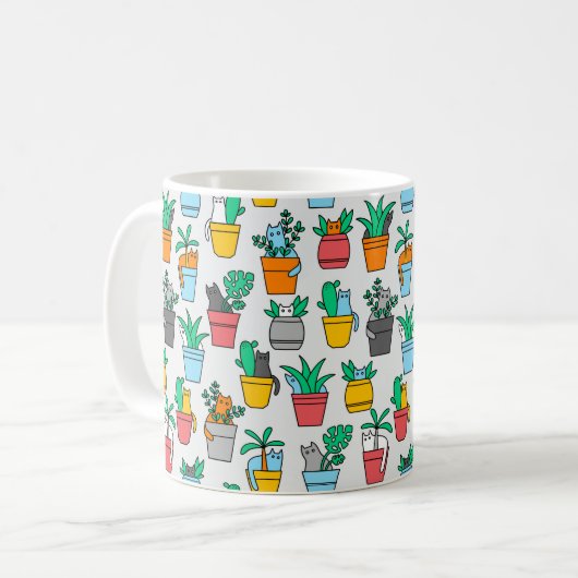Katzen in den Blumentöpfen Kaffeetasse (Vorderseite Links)