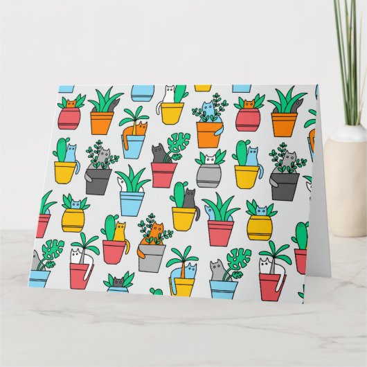 Katzen in den Blumentöpfen Karte (Vorderseite)