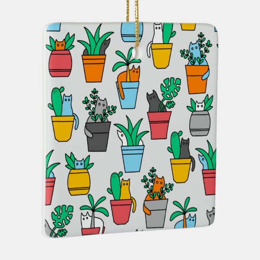 Katzen in den Blumentöpfen Keramikornament (Rechts)
