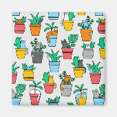 Katzen in den Blumentöpfen Magnet (Vorne)