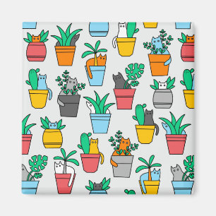 Katzen in den Blumentöpfen Magnet