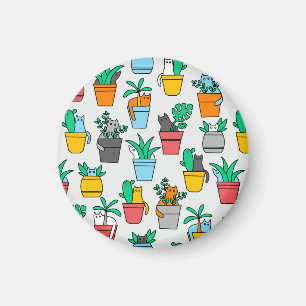 Katzen in den Blumentöpfen Magnet