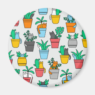 Katzen in den Blumentöpfen Magnet