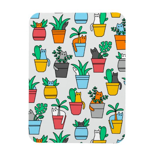 Katzen in den Blumentöpfen Magnet (Vertikal)