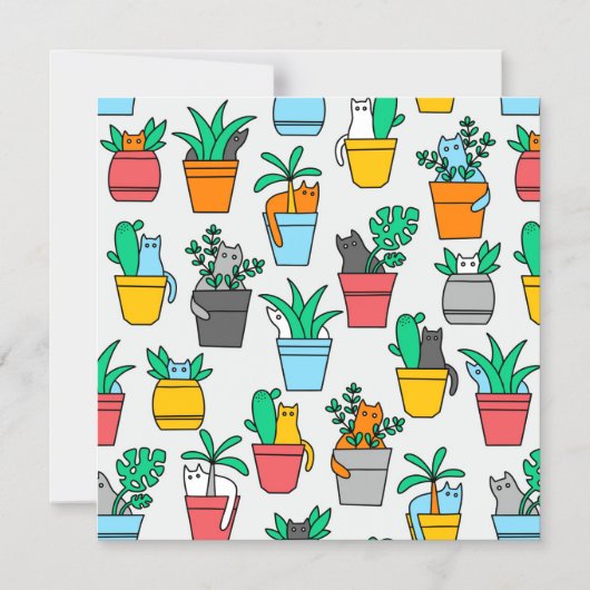 Katzen in den Blumentöpfen Magneteinladung (Vorderseite)