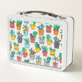 Katzen in den Blumentöpfen Metall Brotdose (Rückseite)