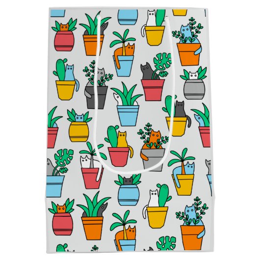 Katzen in den Blumentöpfen Mittlere Geschenktüte (Rückseite)