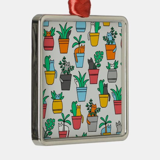 Katzen in den Blumentöpfen Ornament Aus Metall (Rechts)