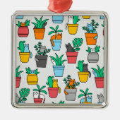 Katzen in den Blumentöpfen Ornament Aus Metall (Vorne)