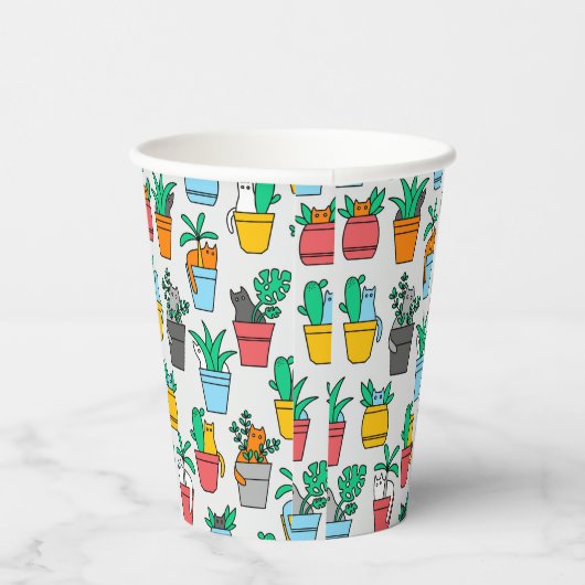 Katzen in den Blumentöpfen Pappbecher (Rechts)