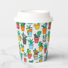 Katzen in den Blumentöpfen Pappbecher