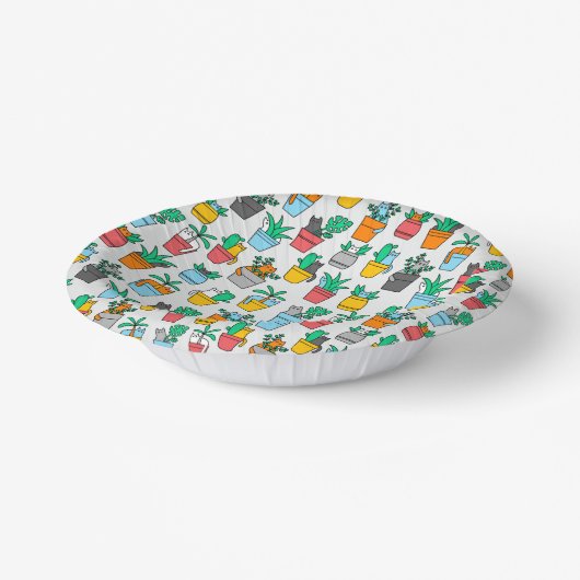 Katzen in den Blumentöpfen Pappteller (Gewinkelt)