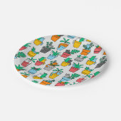 Katzen in den Blumentöpfen Pappteller (Schrägansicht)