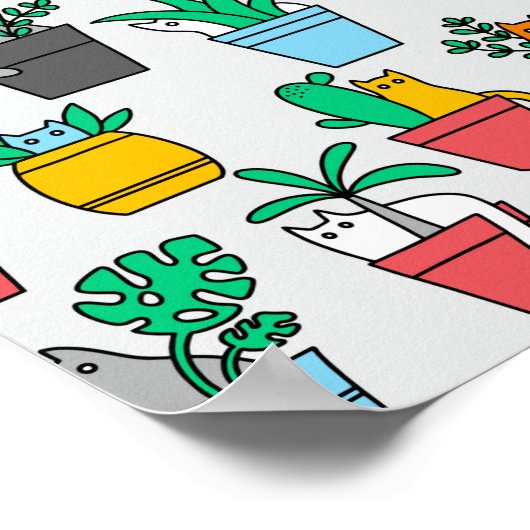 Katzen in den Blumentöpfen Poster (Ecke)