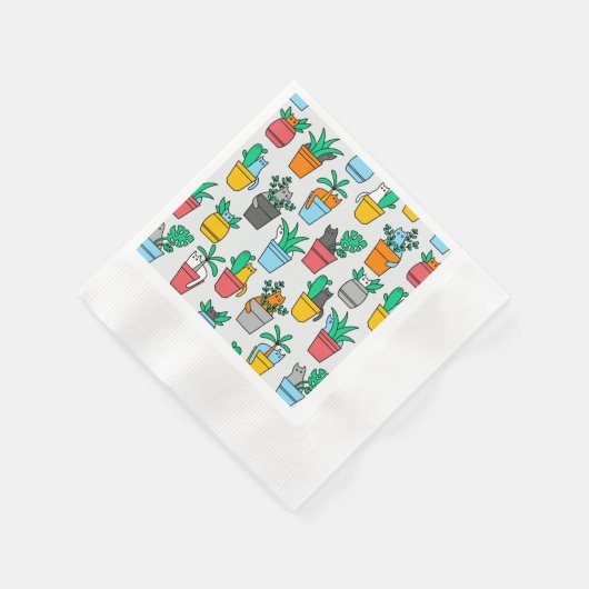 Katzen in den Blumentöpfen Serviette (Ecke)