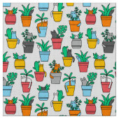 Katzen in den Blumentöpfen Stoff (Nahaufnahme)