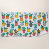 Katzen in den Blumentöpfen Strandtuch (Vorderseite)