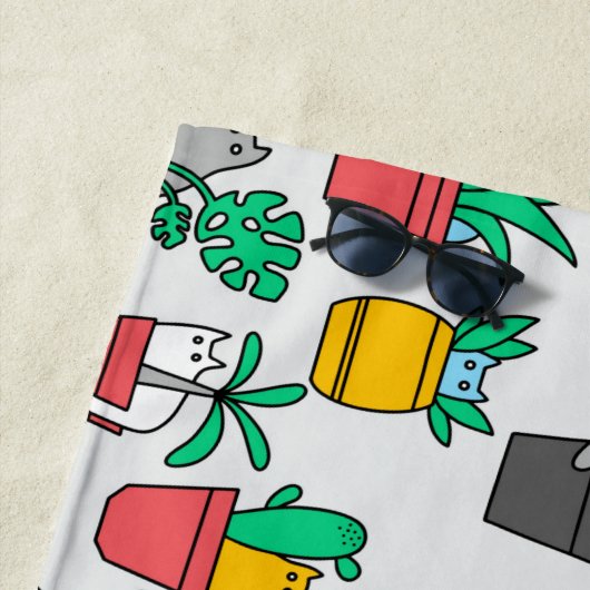 Katzen in den Blumentöpfen Strandtuch (Beispiel)