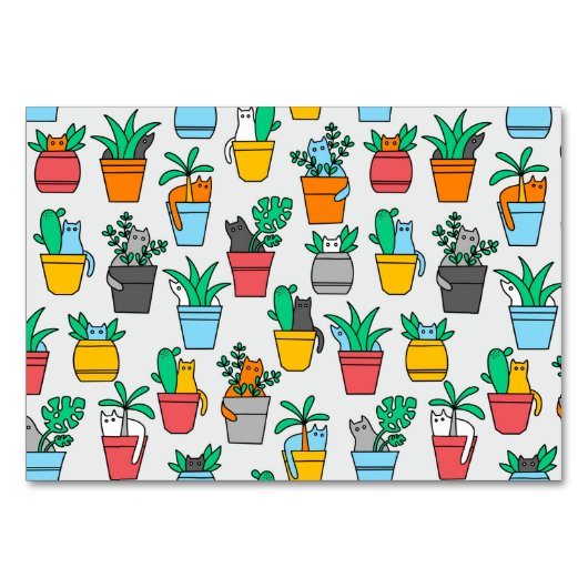 Katzen in den Blumentöpfen Tischnummer (Vorderseite)