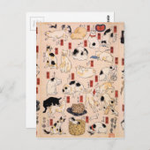 Katzen in den dreiundfünfzig Stationen des Tōkaidō Postkarte (Vorne/Hinten)