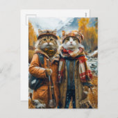 Katzen in den kanadischen Herbstgebirgen Feiertagspostkarte (Vorne/Hinten)
