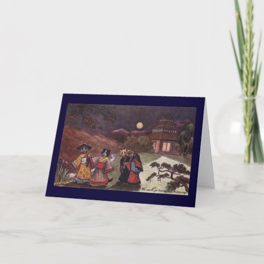 Katzen in den Kimonos nehmen Spät- Stroll Karte (Vorderseite)