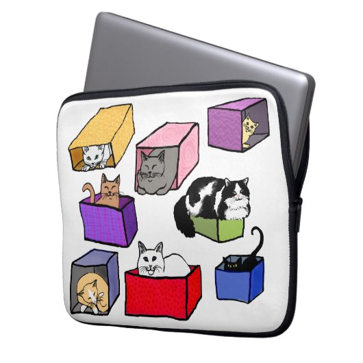 Katzen in der bunten Kasten-Laptop-Hülse Laptopschutzhülle (Vorderseite Links)