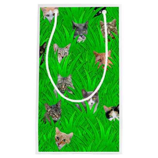 Katzen in der Gras-Geschenk-Tasche Kleine Geschenktüte (Vorderseite)