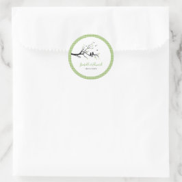 Katzen in der Liebe Grün & Weiß Gingham Muster Nam Runder Aufkleber