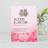 Katzen in der Liebe Hochzeitsfeiern Einladung (Stehend Vorderseite)