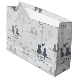 Katzen in der Liebe Modernes Muster der tierischen Große Geschenktüte