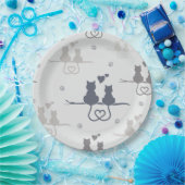 Katzen in der Liebe Modernes Muster der tierischen Pappteller (Party)