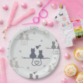 Katzen in der Liebe Modernes Muster der tierischen Pappteller (Party)