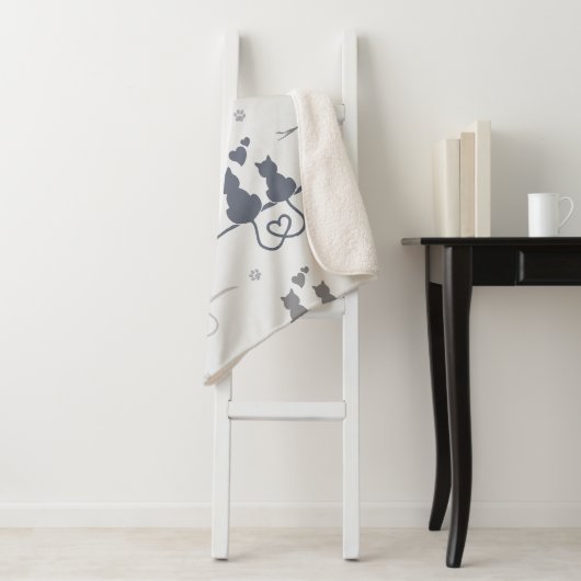 Katzen in der Liebe Modernes Muster der tierischen Sherpadecke (Beispiel)