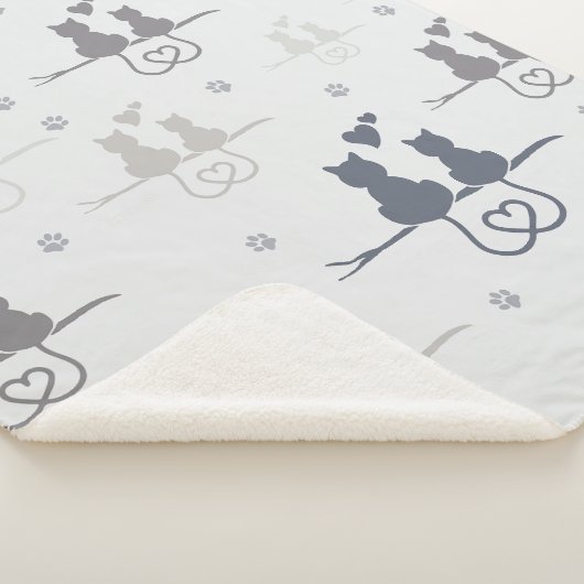 Katzen in der Liebe Modernes Muster der tierischen Sherpadecke (3/4)