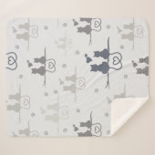 Katzen in der Liebe Modernes Muster der tierischen Sherpadecke (Vorderseite (Horizontal))