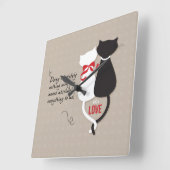 Katzen in der Liebe Quadratische Wanduhr (Winkel)