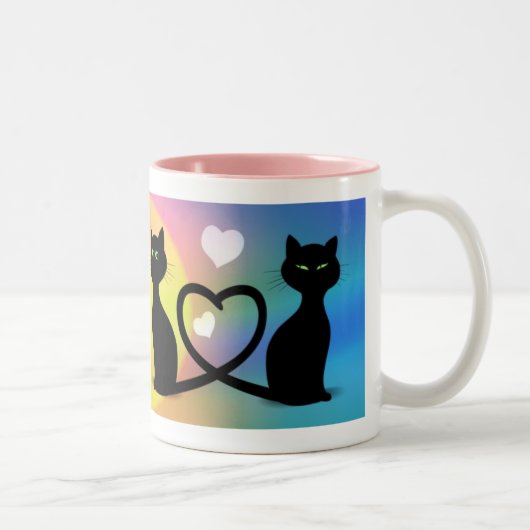 Katzen in der Liebe Zweifarbige Tasse (Rechts)