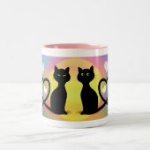 Katzen in der Liebe Zweifarbige Tasse (Mittel)