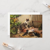 Katzen in der Milchschüssel | Julius Adam the Youn Karte (Vorderseite/Rückseite Beispiel)