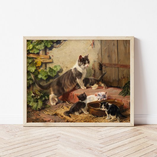 Katzen in der Milchschüssel | Julius Adam the Youn Poster