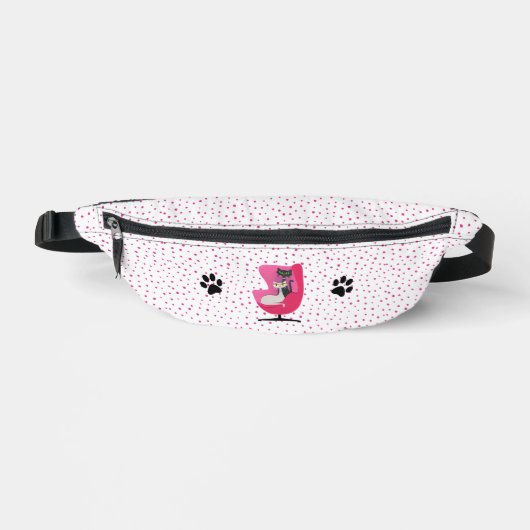 Katzen in der Mitte des Jahrhunderts rosa Stuhl pa Bauchtasche (Vorderseite)